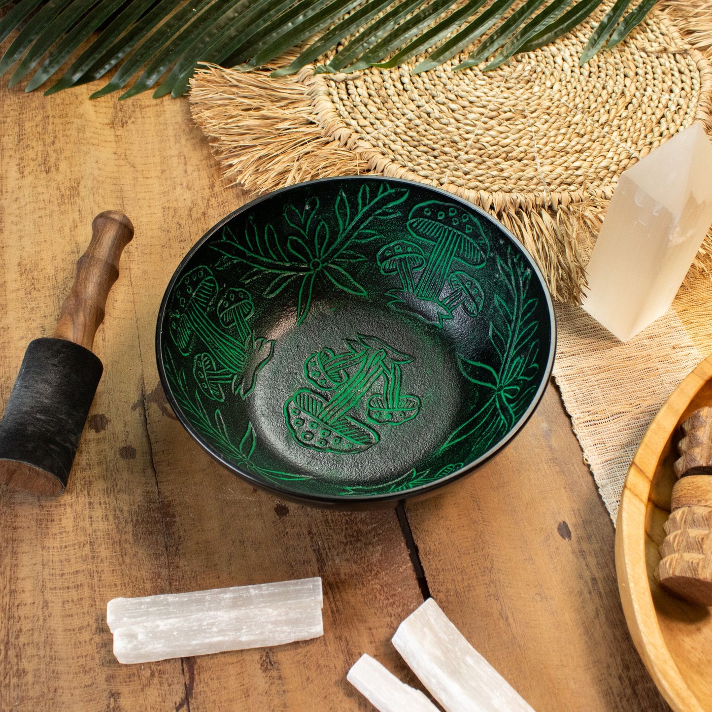 Aluminum Singing Bowl Magic Mushroom Green 20cm meditation bowl