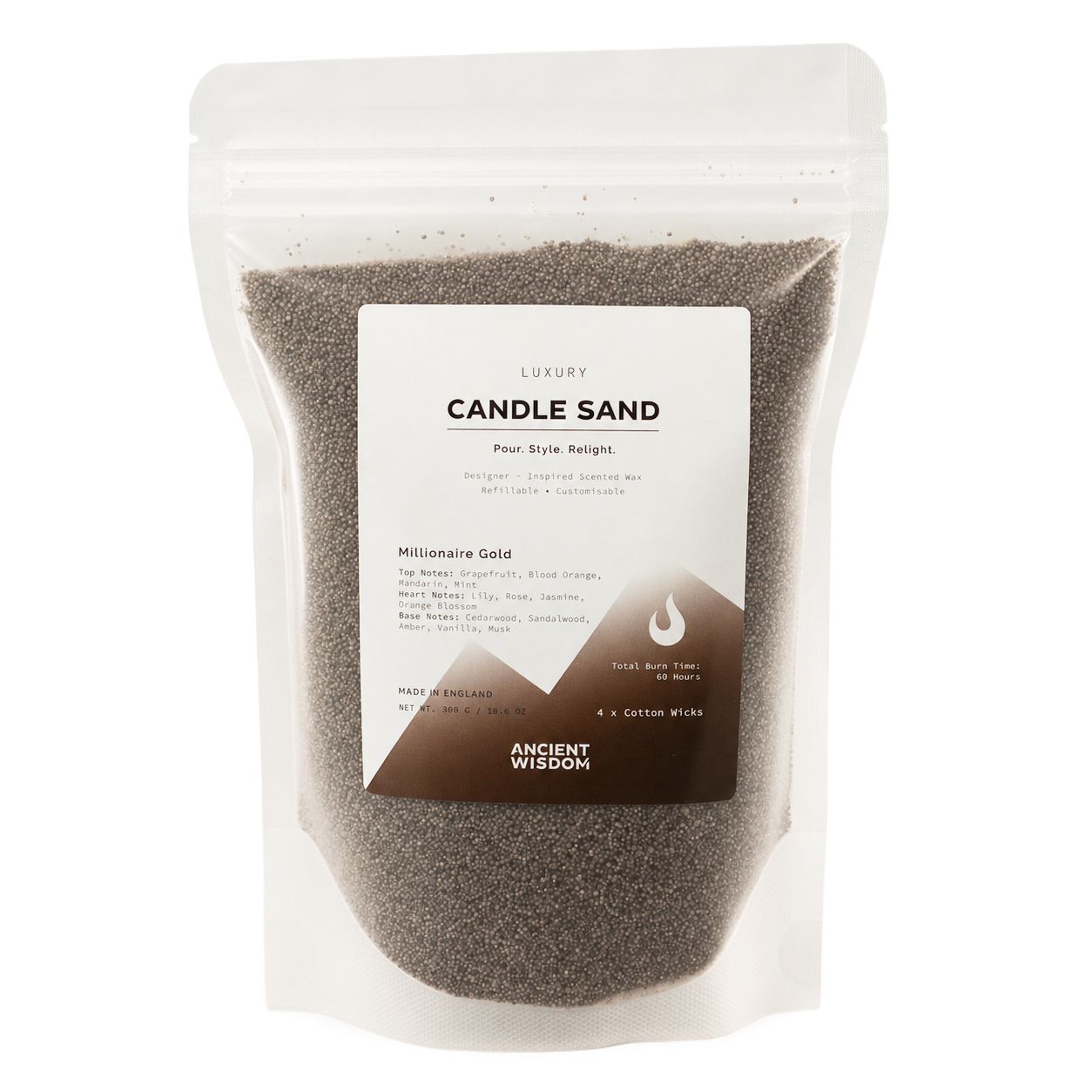 Fragranced Candle Sand - Chocolate Brown - Millionaire Gold