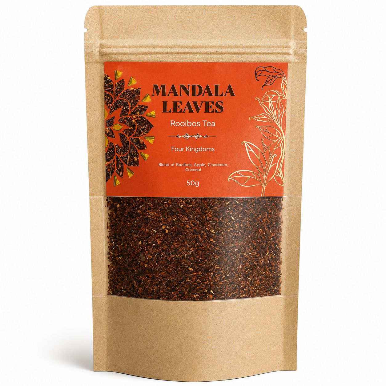 Four Kingdoms Rooibos loose tea 50g kraft bag with apple, cinnamon and coconut