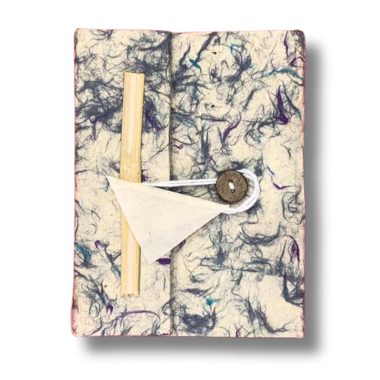 Mixed Blue Lokta Journal handmade paper with bookmark natural textured pages for writing and sketching