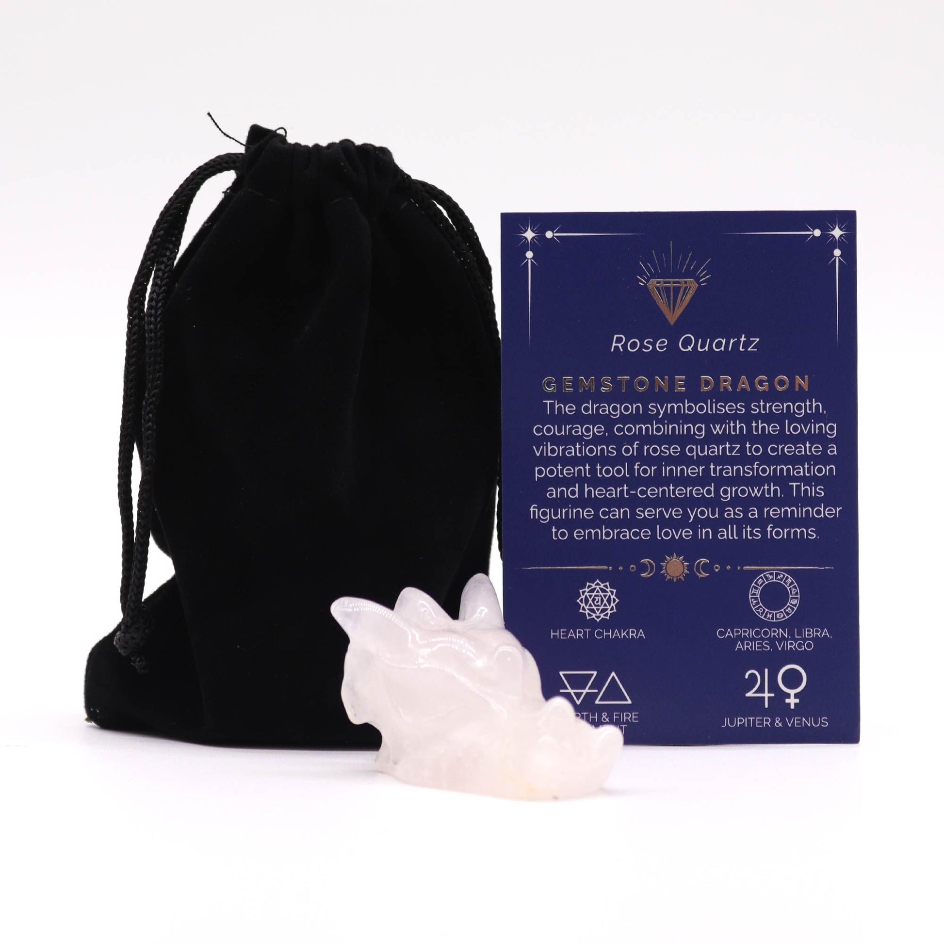 Gemstone Small Dragon Head – hand-carved rose quartz crystal dragon figurine for love, compassion and décor