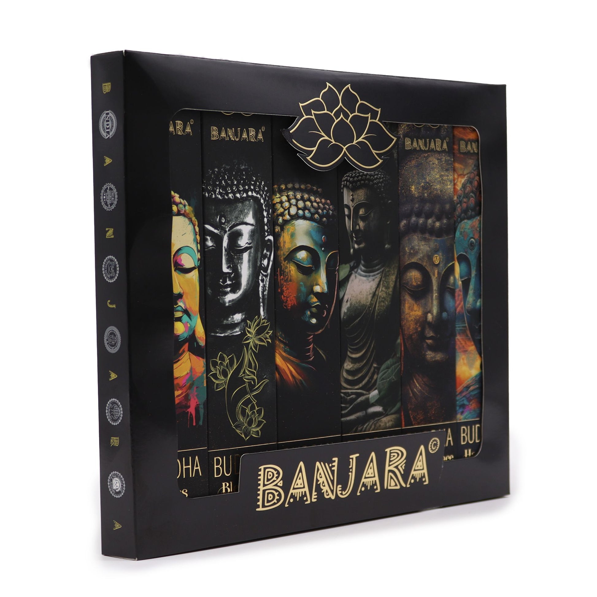 Banjara Buddha incense boxed gift set with 6 assorted fragrance packs