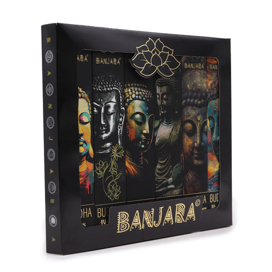 Banjara Buddha incense boxed gift set with 6 assorted fragrance packs