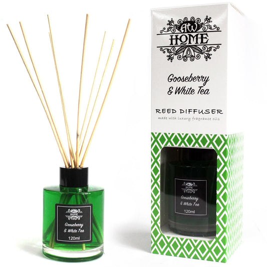 Gooseberry and White Tea reed diffuser 120ml with fresh fruity and clean tea fragrance for uplifting home scent