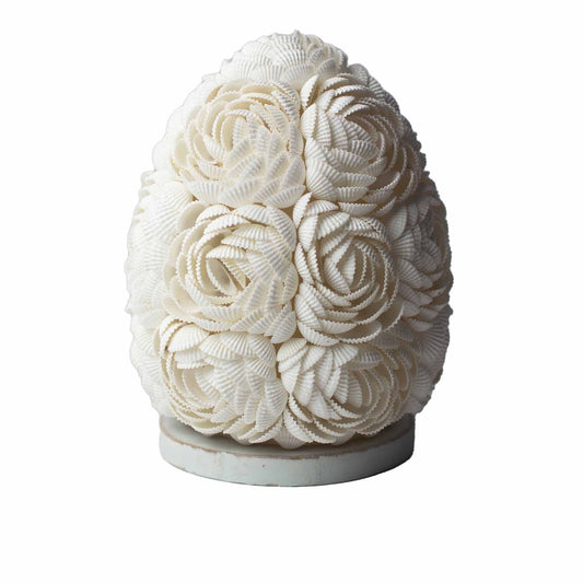 Boho Sea Shell Lamp Rose Oval Small – compact rose-toned natural shell lamp with soft ambient glow for coastal boho home décor UK