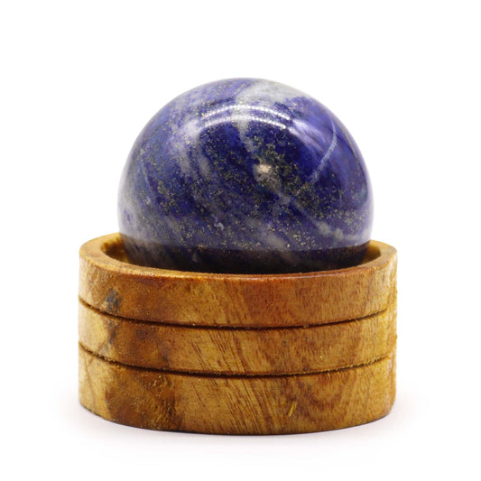Afghan Lapis sphere 50mm crystal ball with stand deep blue gold fleck gemstone