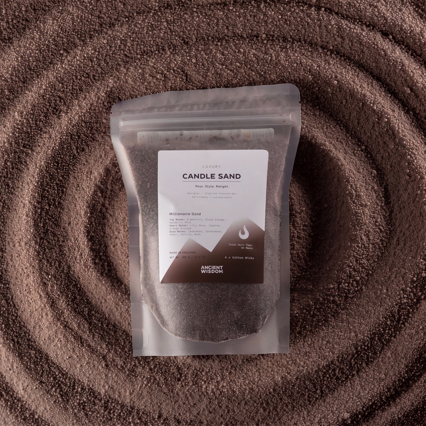 Fragranced Candle Sand - Chocolate Brown - Millionaire Gold