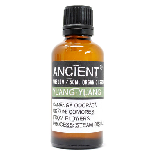 Organic Ylang Ylang Essential Oil 50ml with rich floral aroma for aromatherapy and home fragrance.