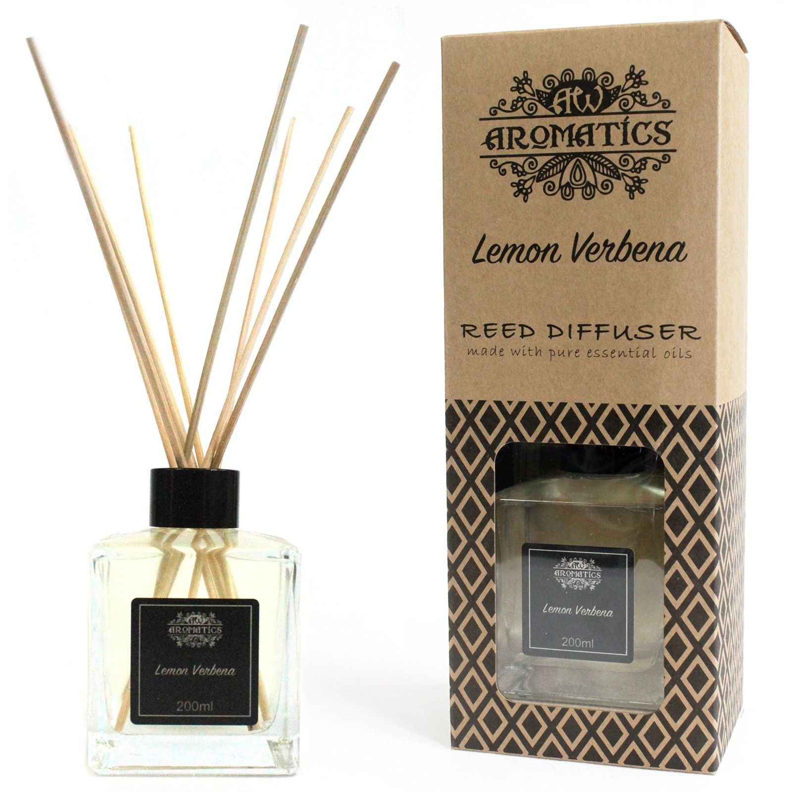 Lemon Verbena reed diffuser 200ml with fresh citrus herbal essential oil fragrance for uplifting home scent