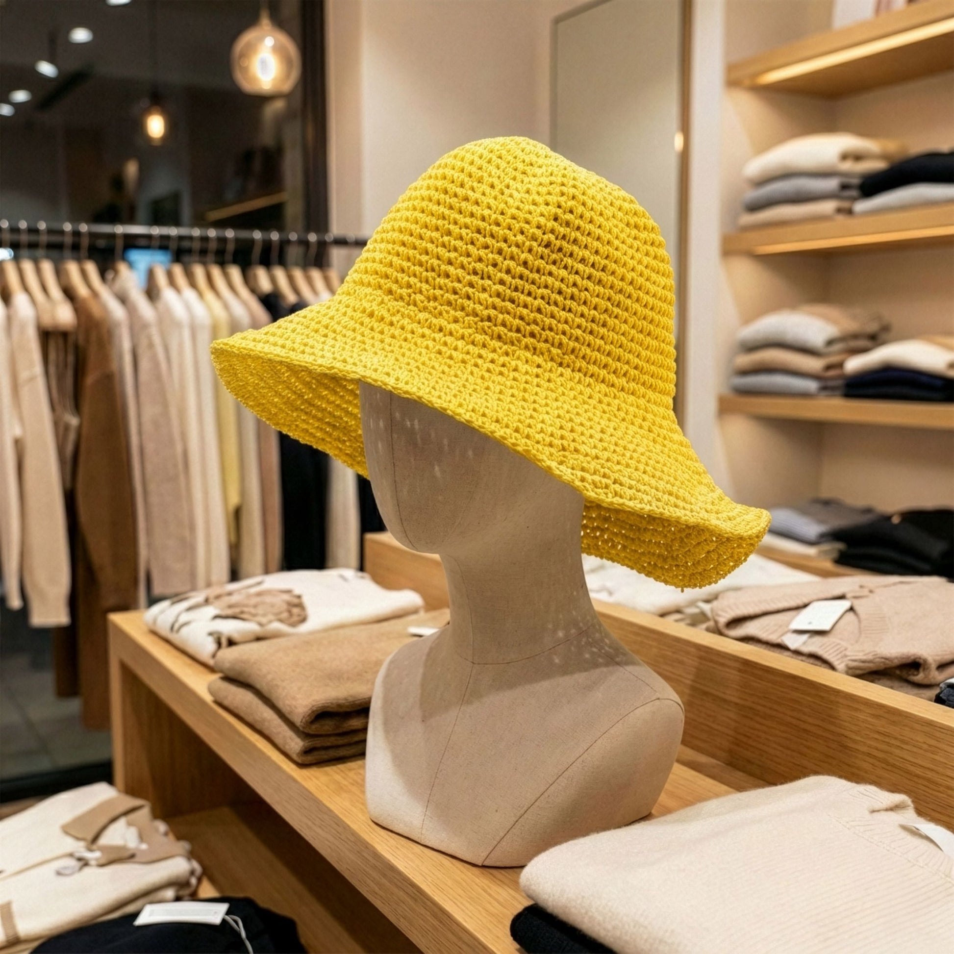 Nomad Sari Floppy Straw Sun Hat – bright yellow straw with relaxed floppy brim