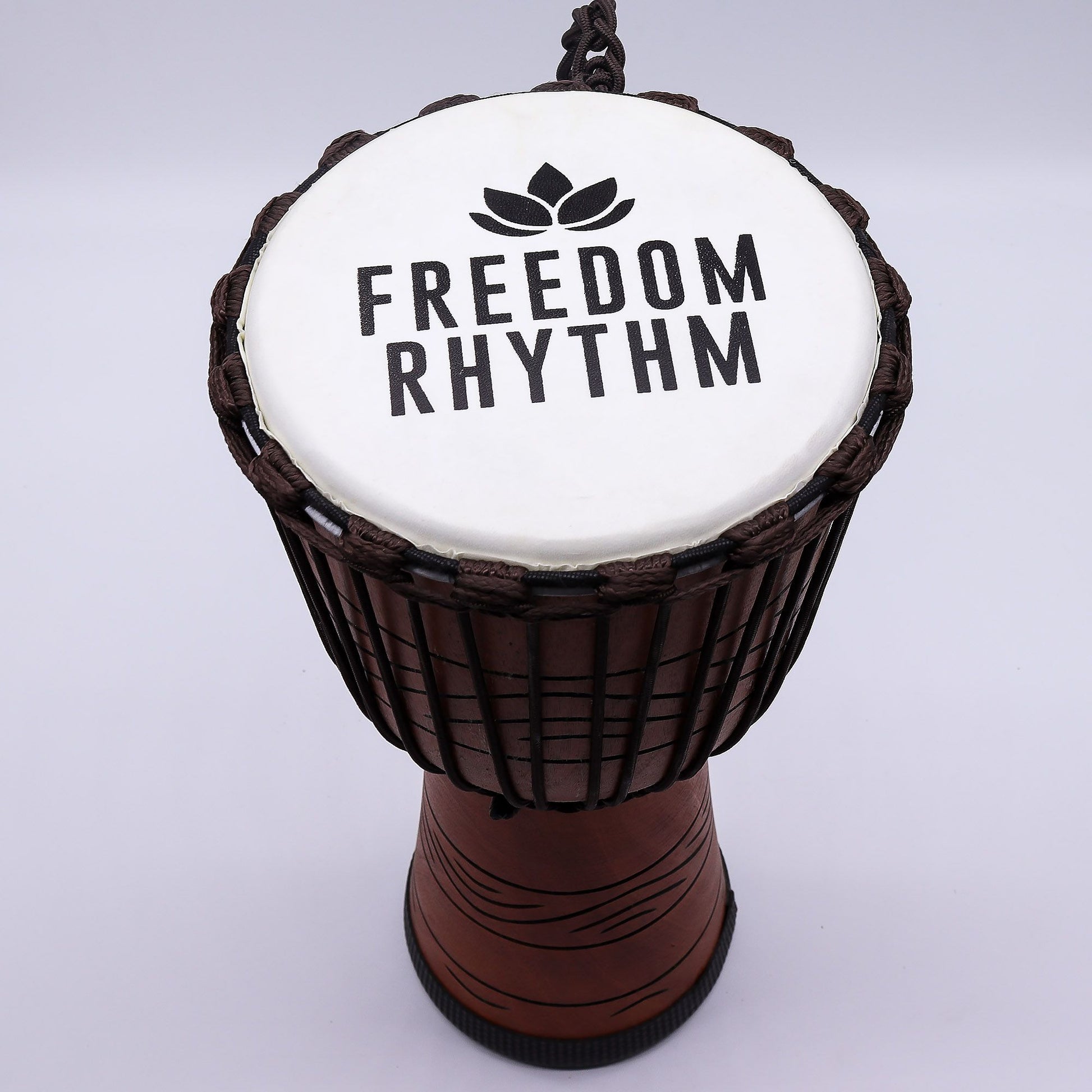 Large Pro Djembe Drum Freedom Rhythm high 50 cm wooden hand-drum with natural skin head for rhythms, drum-circle or ritual performances.