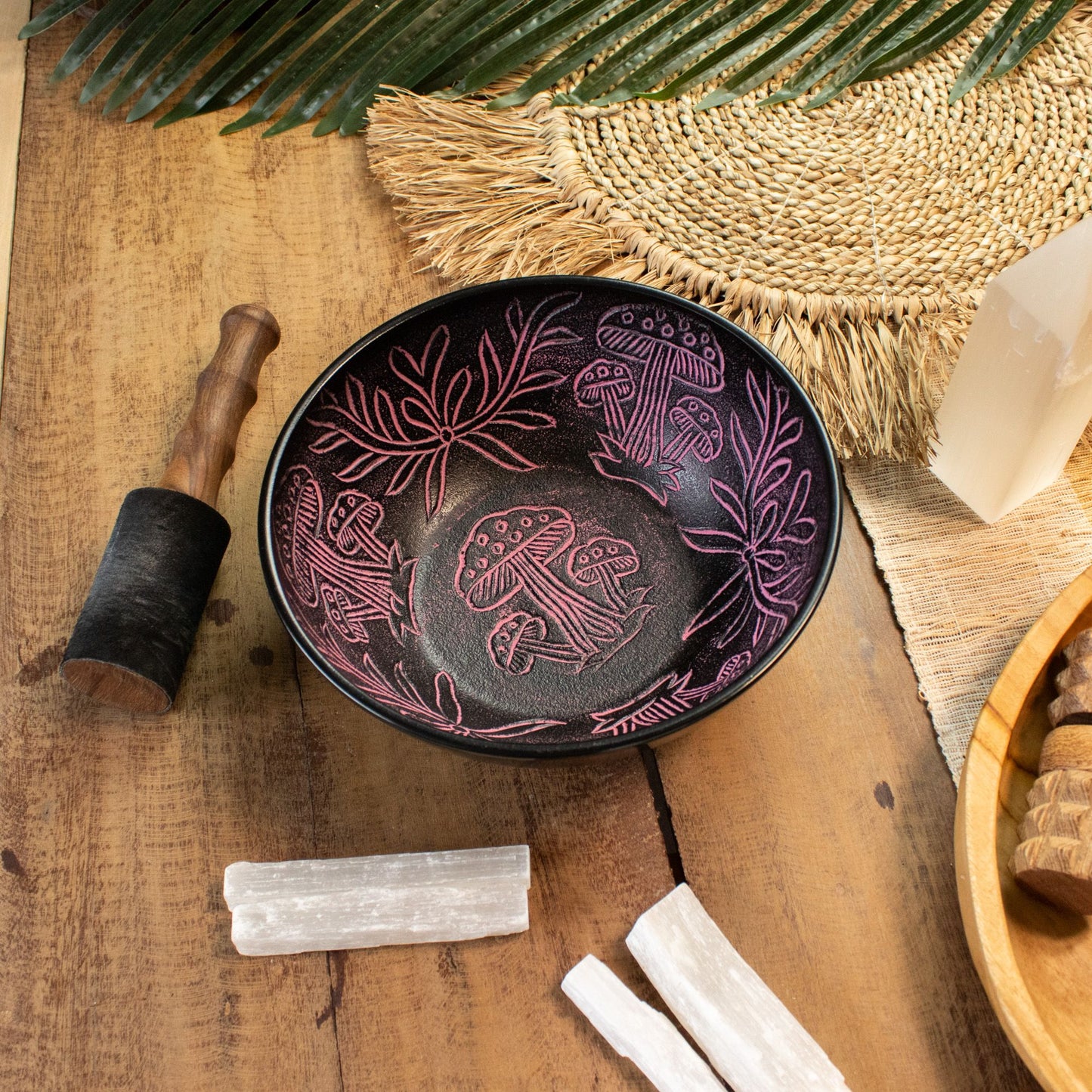 Aluminum Singing Bowl Magic Mushroom Pink 20cm meditation bowl