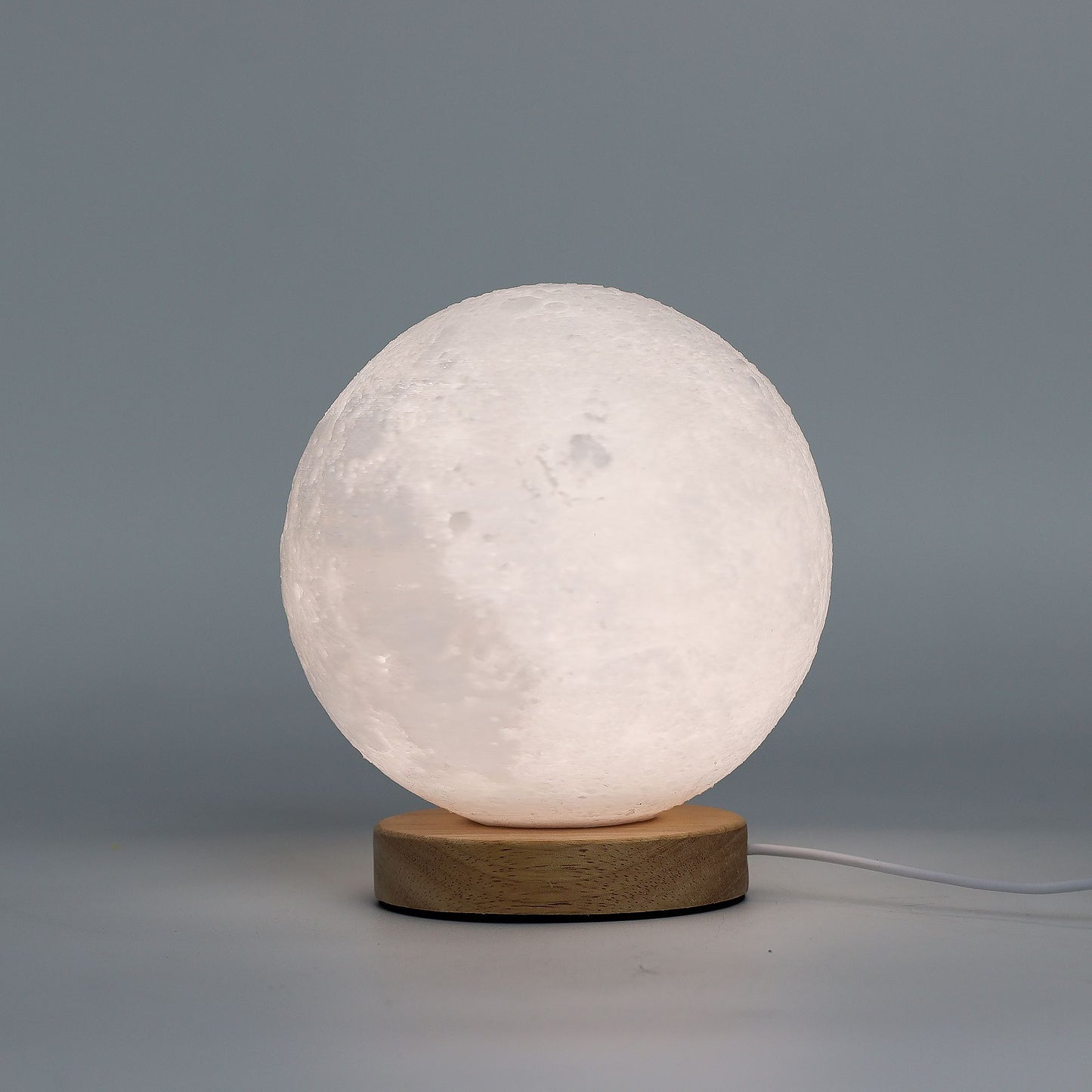 New Wave Lamp – Moon – modern minimalist ambient lamp with soft glow and wood-effect base UK