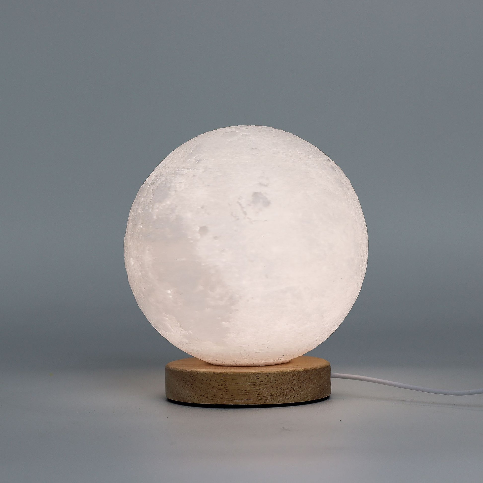 New Wave Lamp – Moon – modern minimalist ambient lamp with soft glow and wood-effect base UK