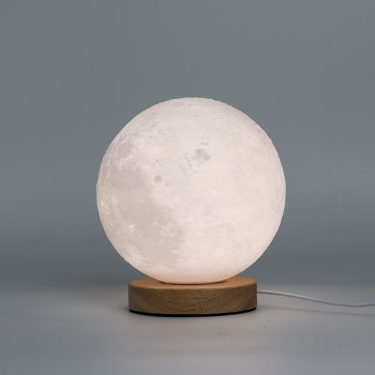 New Wave Lamp – Moon – modern minimalist ambient lamp with soft glow and wood-effect base UK