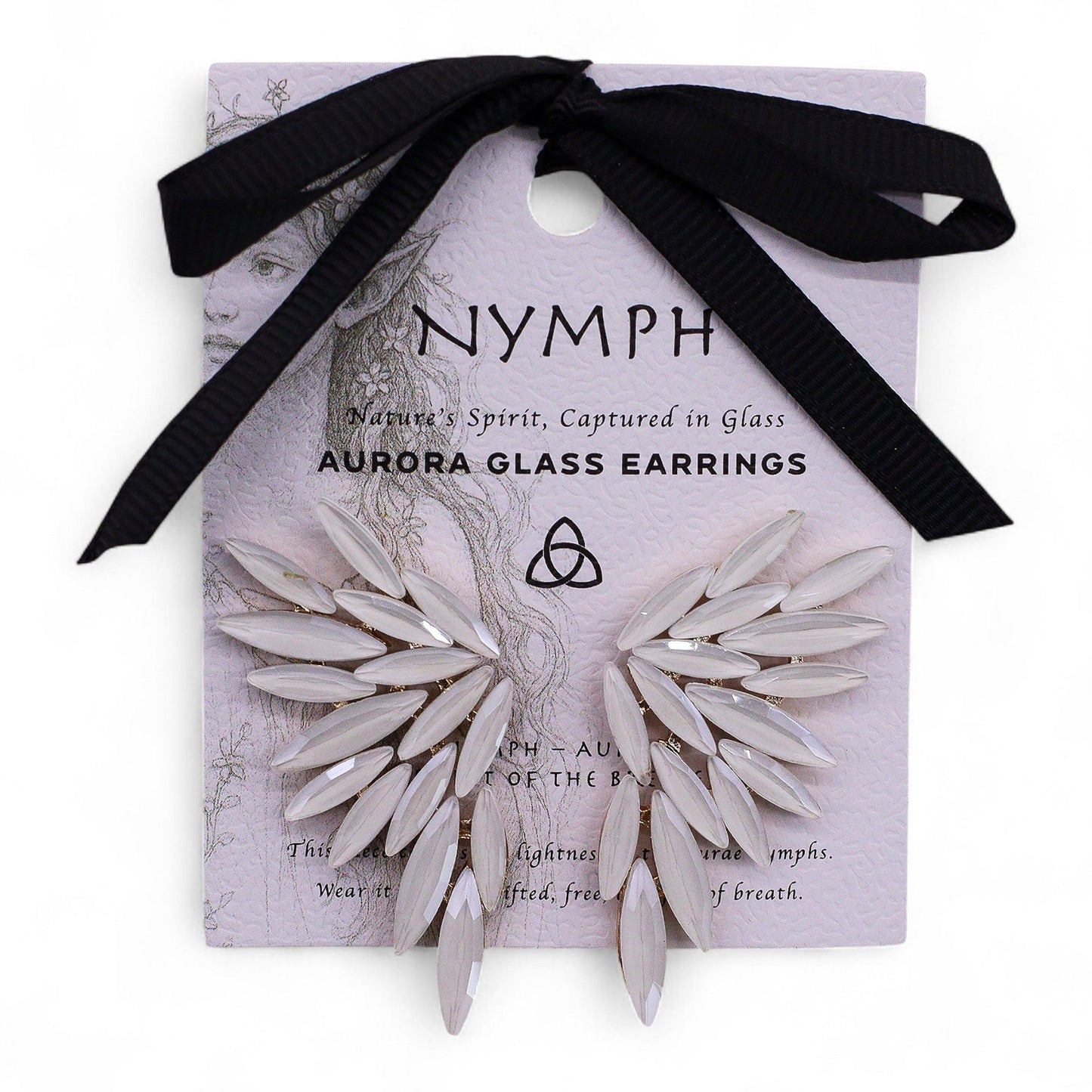 Vintage Glass Earrings Pearl Angel Wings