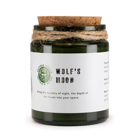 Greenman Woodwick Soy Candle – Wolf's Moon night inspired soy candle with wooden wick