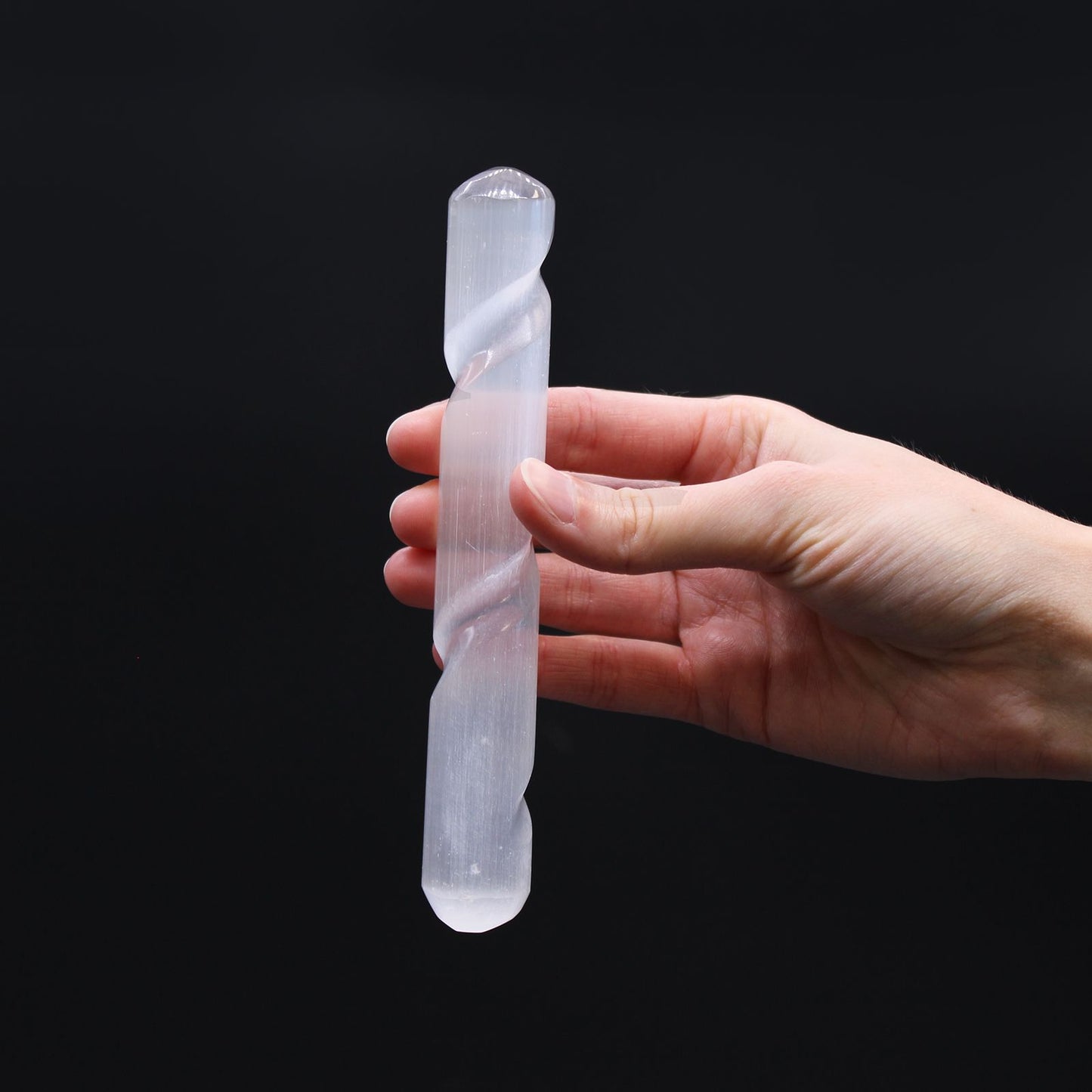 Selenite Spiral Wand Rounded Ends