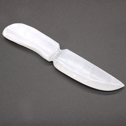 Selenite Ritual Knife Classic – polished selenite crystal ritual knife athame for energy cleansing, intention setting and spiritual work UK