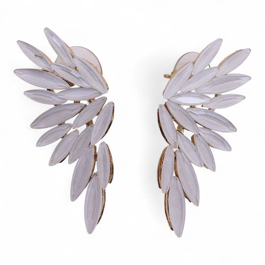 Pearl vintage glass angel-wing earrings, lightweight boho jewellery UK