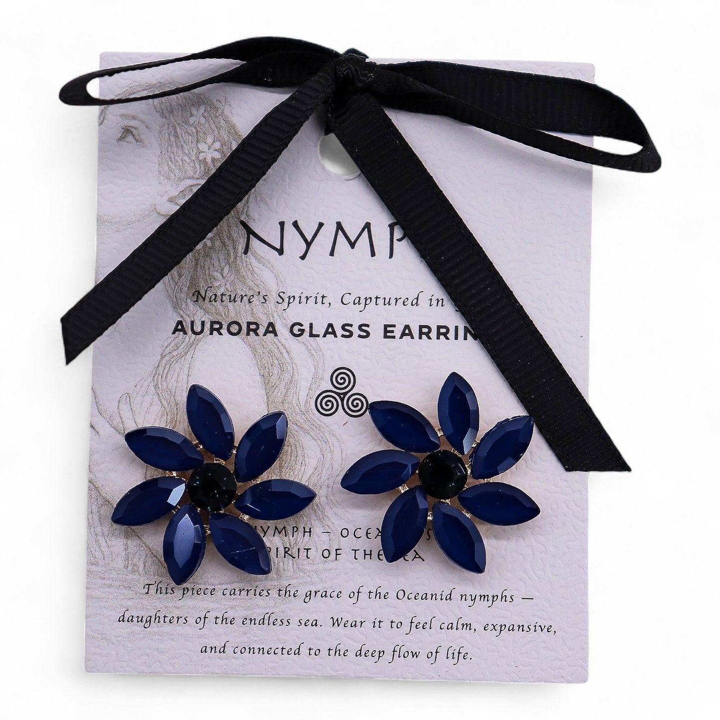 Vintage Glass Earrings Royal Blue Flowers
