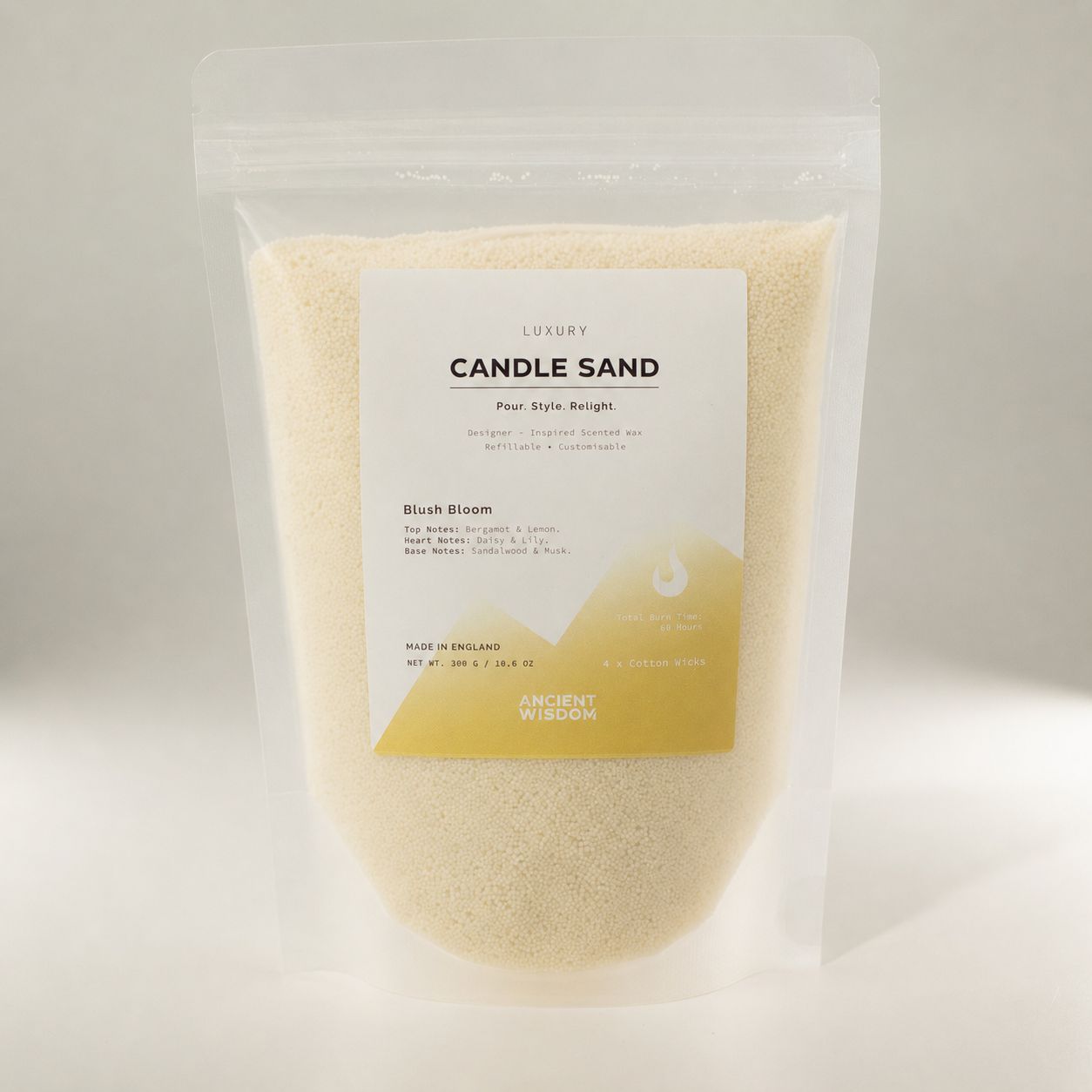 Fragranced Candle Sand - Warm Honey - Blush Bloom