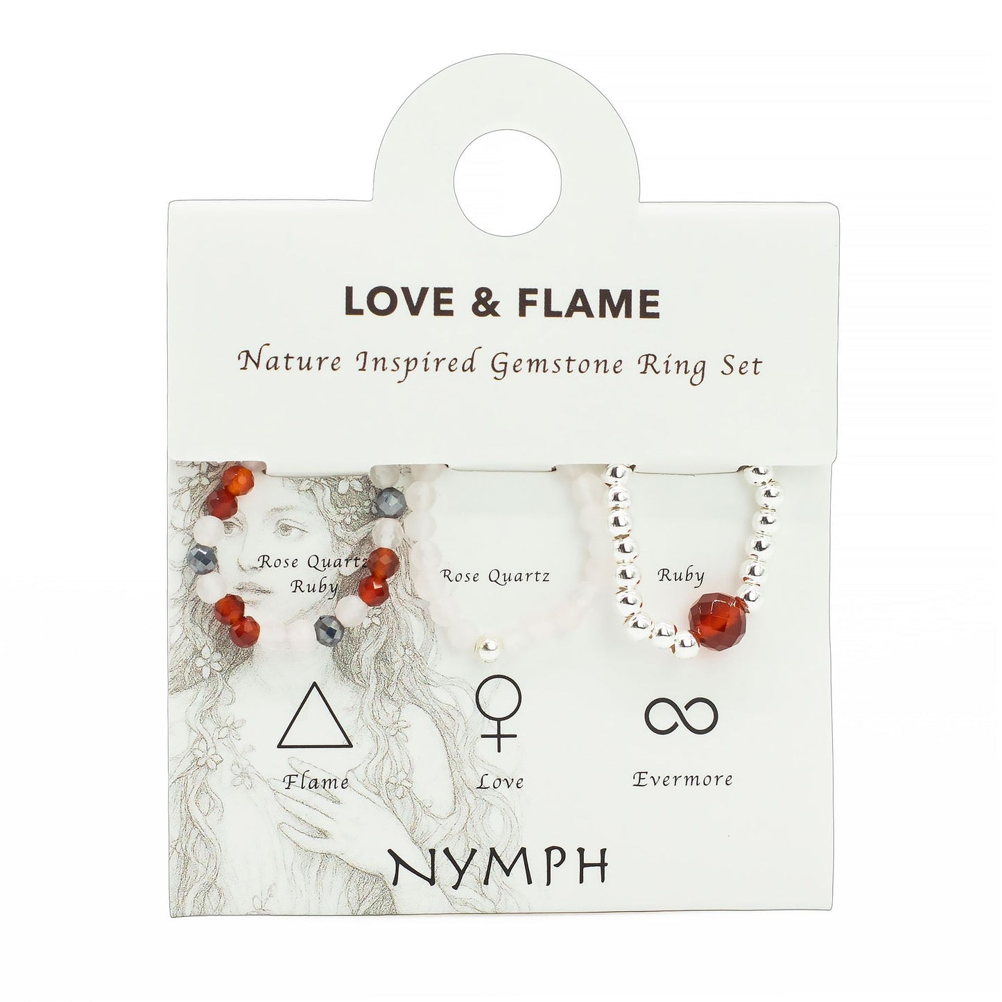 Nymph Spirit Gemstone Ring Set - Love & Flame