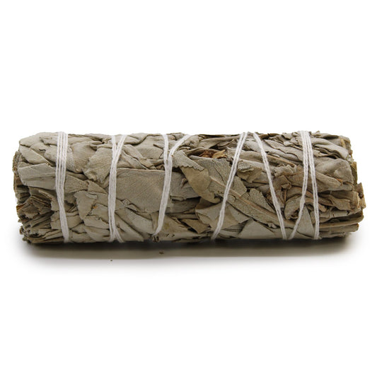 White Sage Smudge Stick 10cm – natural white sage bundle used for cleansing rituals and smoke cleansing