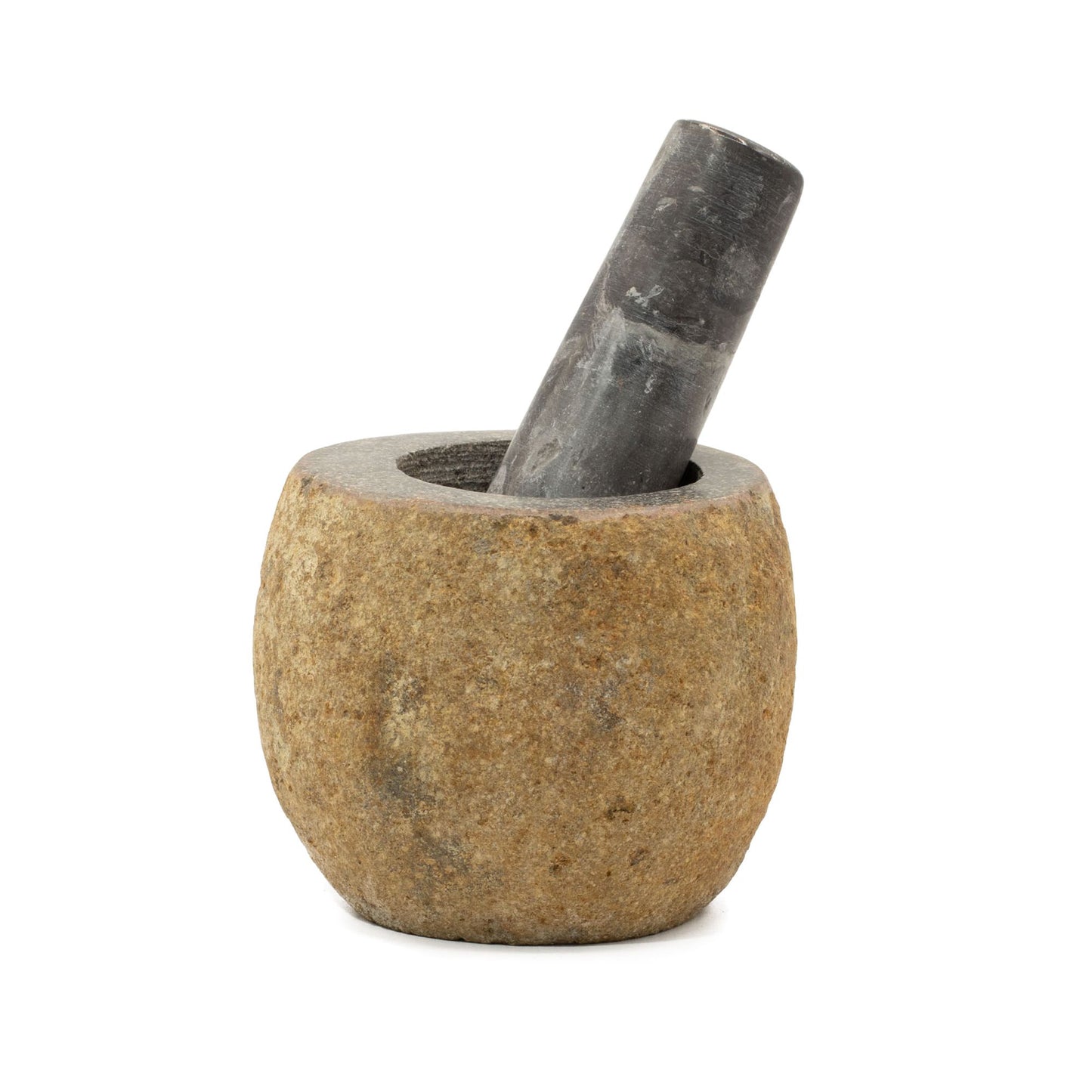 Natural riverstone pestle and mortar small for herbal grinding and ritual preparation
