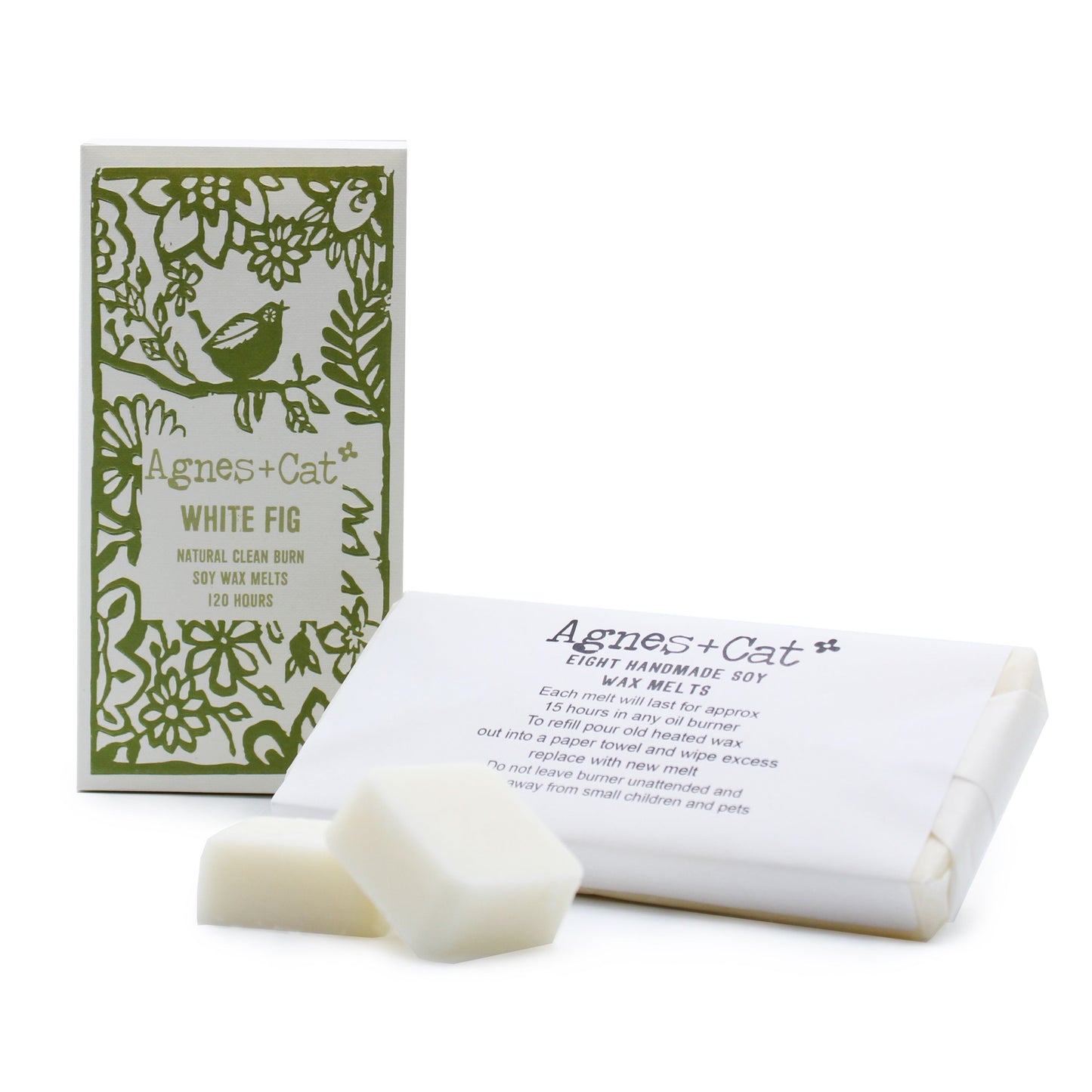 Agnes + Cat White Fig Wax Melts – box of 8 soy wax melts with soft fruity fragrance