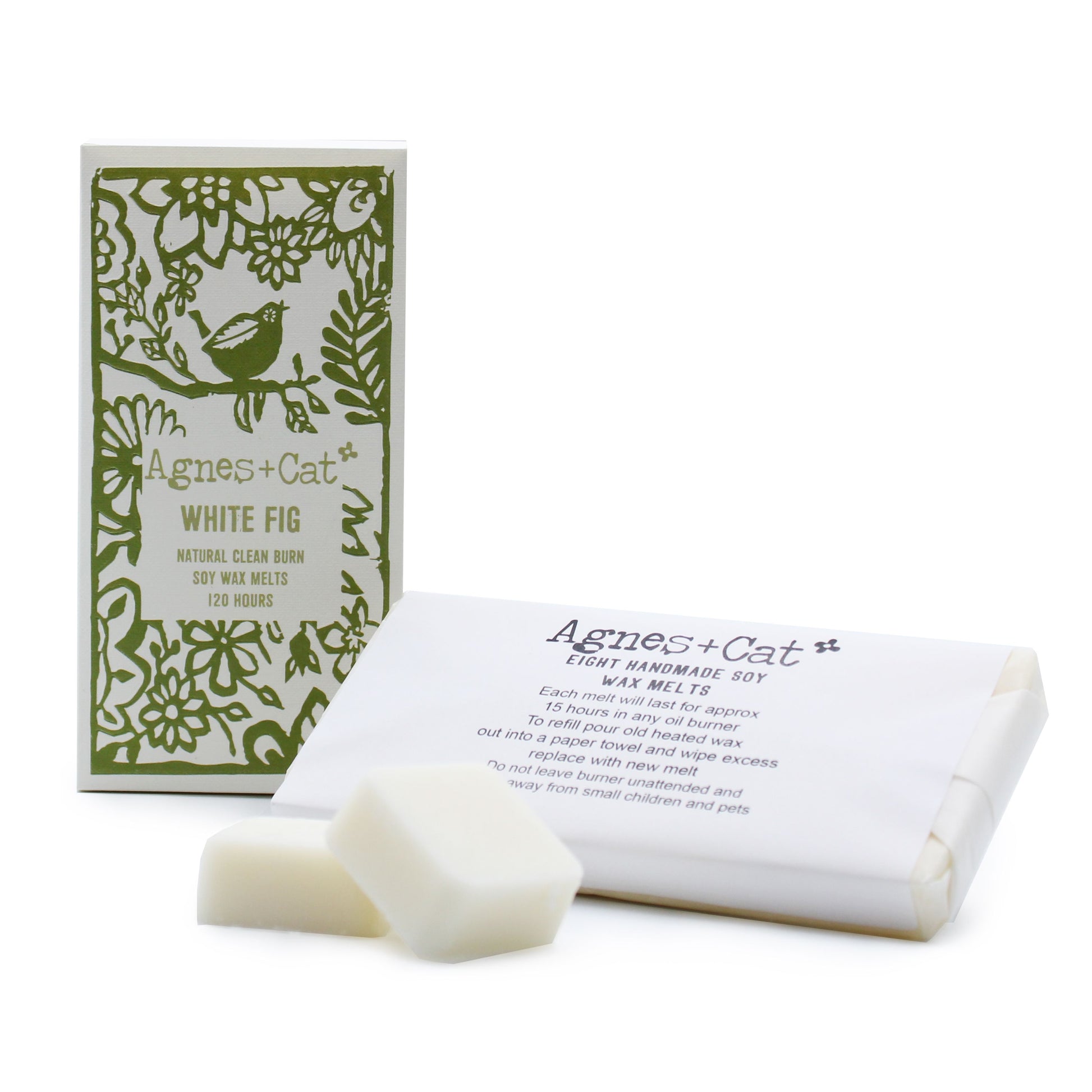Agnes + Cat White Fig Wax Melts – box of 8 soy wax melts with soft fruity fragrance