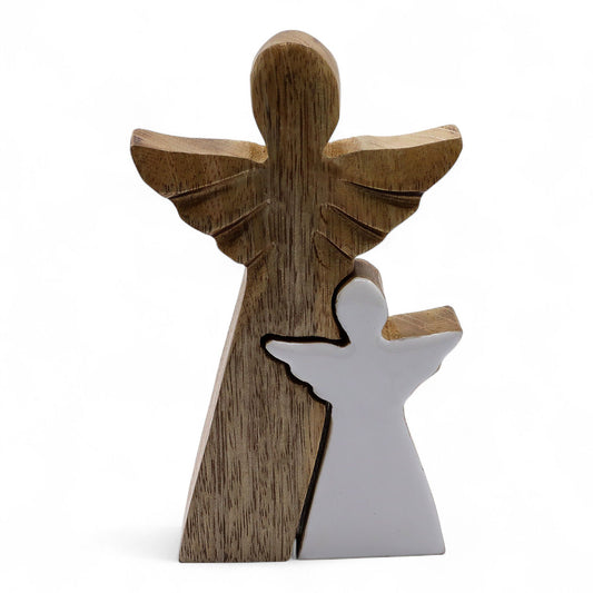 Mango Wood Angel in Angel - Embrace