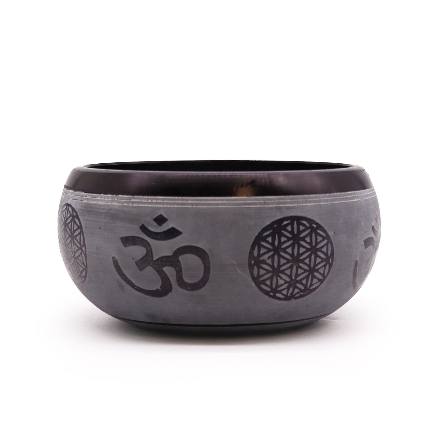 Earth Powder Singing Bowl OM Five Buddha 16 cm – meditation and sound-healing bowl with OM Five Buddha motif UK
