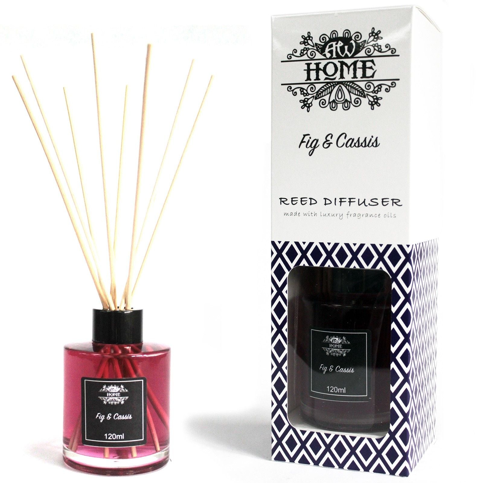 Fig and Cassis reed diffuser 120ml with rich fruity berry and soft woody fragrance for cosy home scent