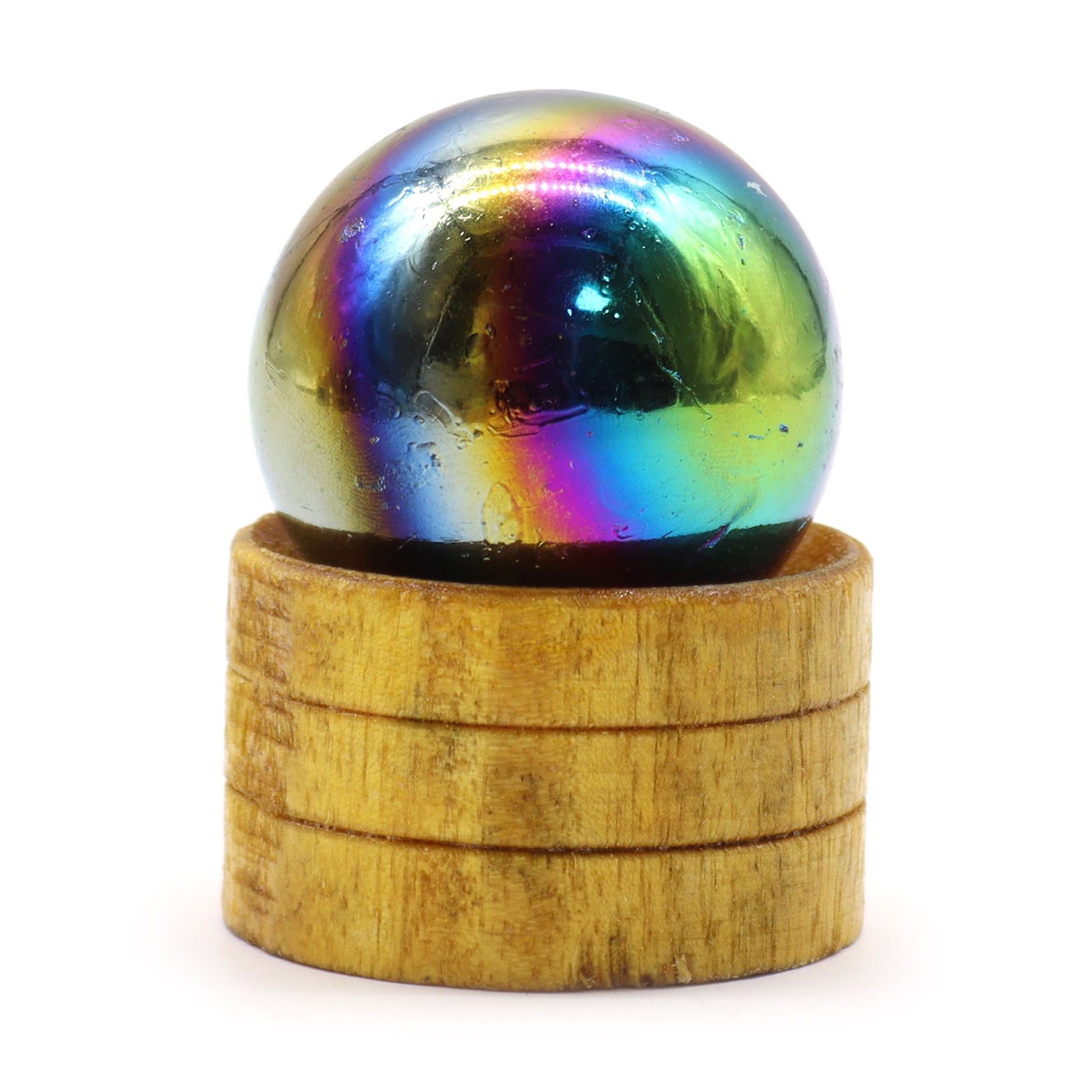 Amethyst aura sphere 40mm iridescent crystal ball with stand purple gemstone