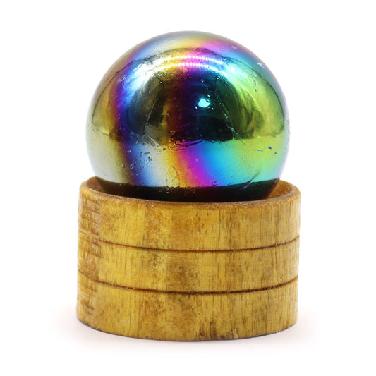 Amethyst aura sphere 40mm iridescent crystal ball with stand purple gemstone