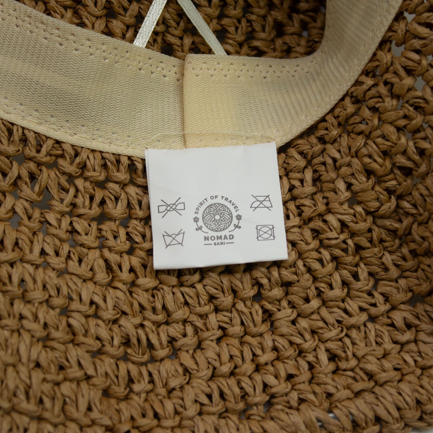Nomad Sari Floppy Straw Sun Hat - Beige & Blue Flowers