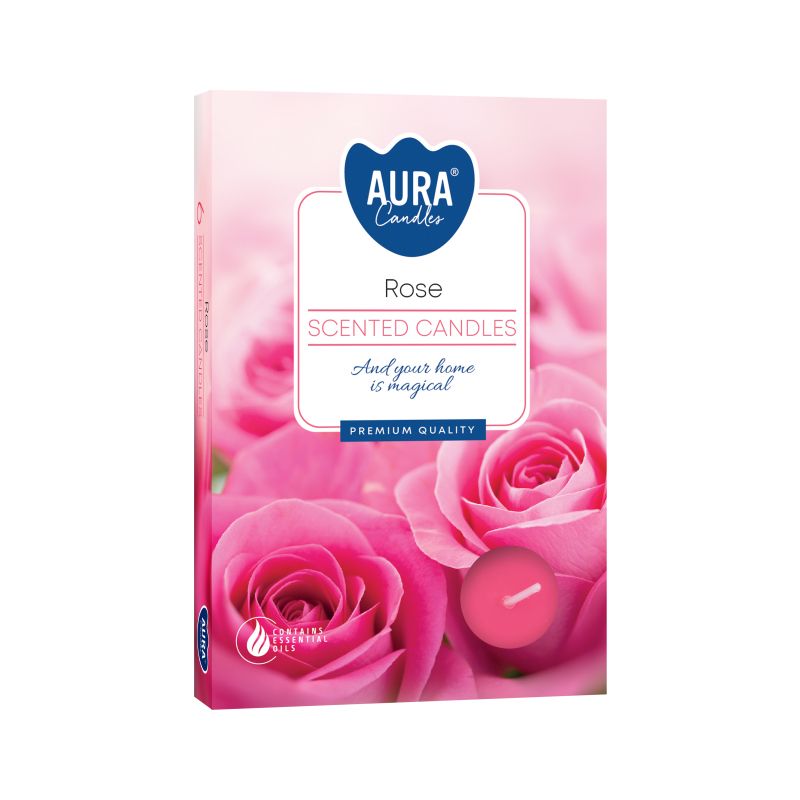 Rose scented tealight candles set of 6 floral fragrance 4 hour burn candles