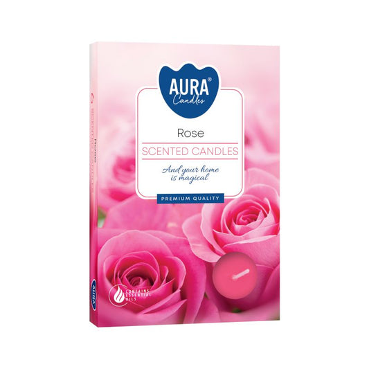 Rose scented tealight candles set of 6 floral fragrance 4 hour burn candles