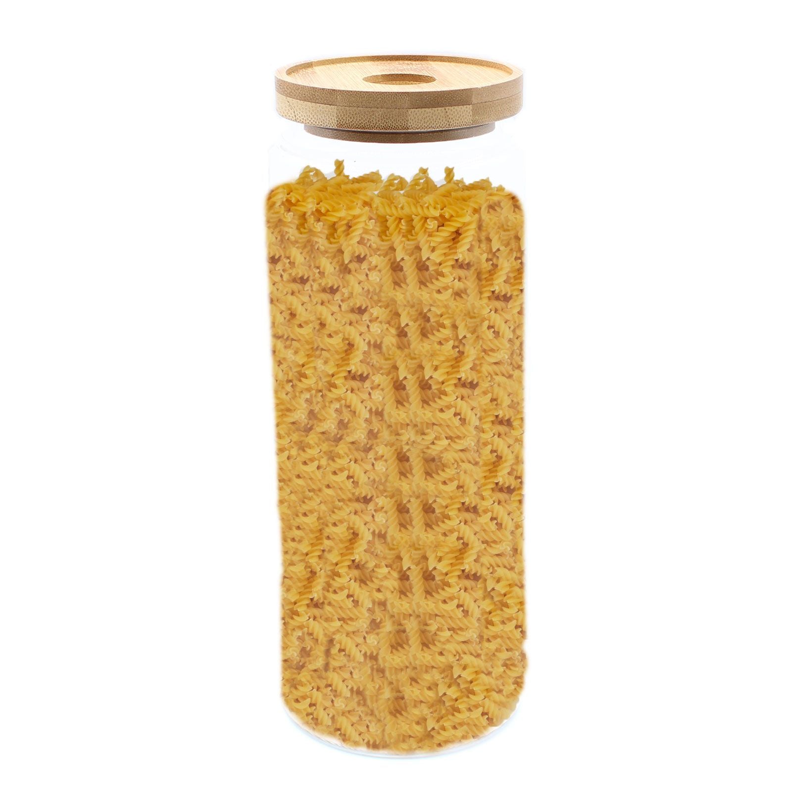 Cottage Bamboo Glass Jar Large 20cm glass jar with bamboo lid for tea and pantry storage