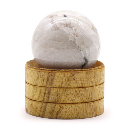 Indian Moonstone sphere 40mm crystal ball with stand iridescent gemstone