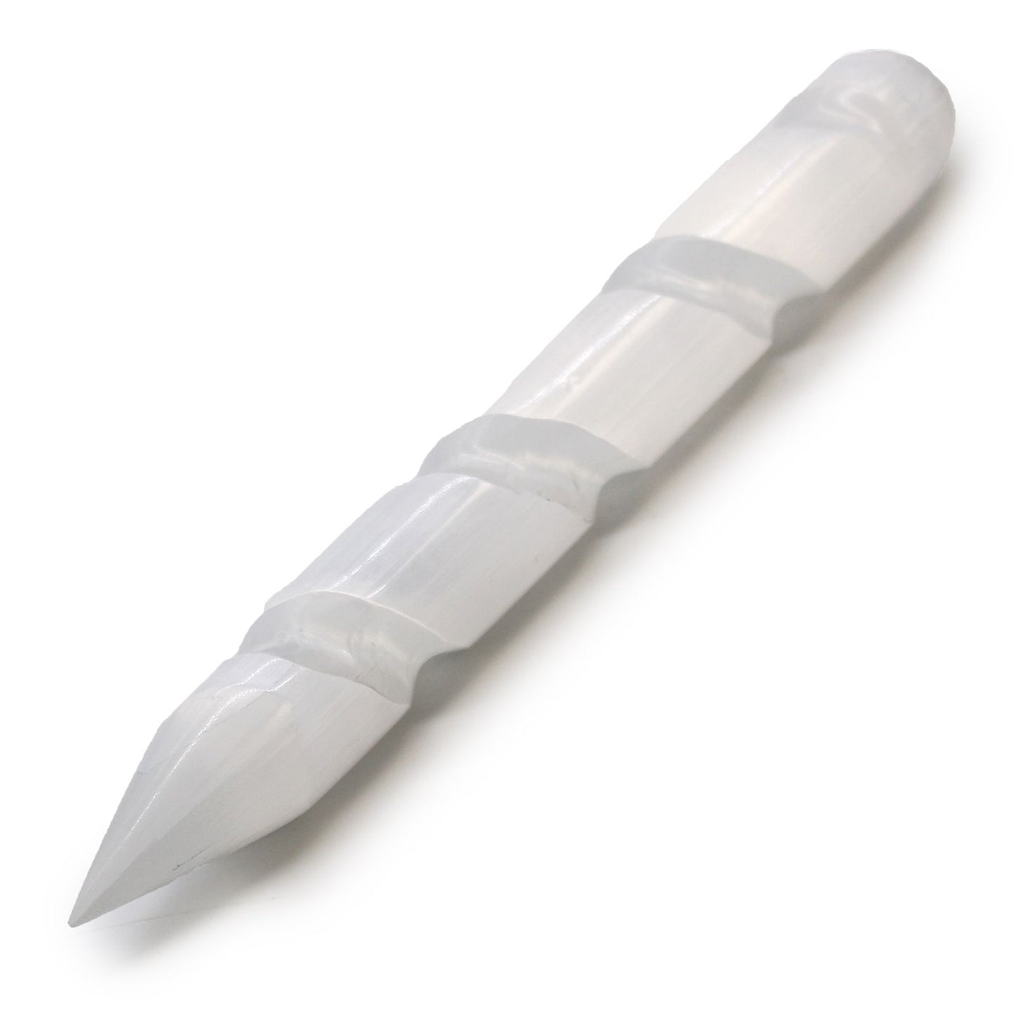 Selenite Spiral Wand Point One End