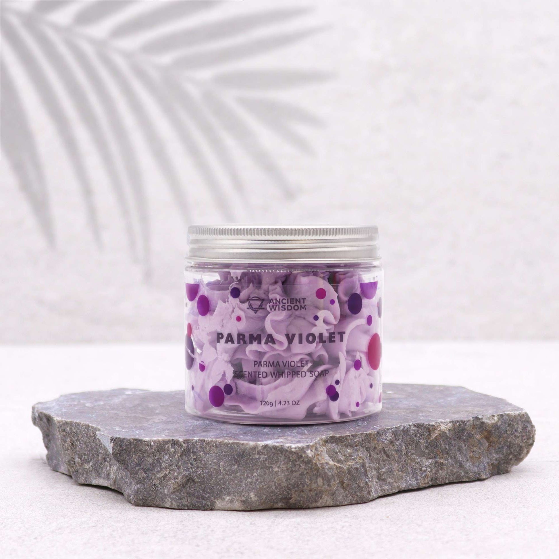 Parma Violet Whipped Soap 120g floral whipped body soap with creamy texture