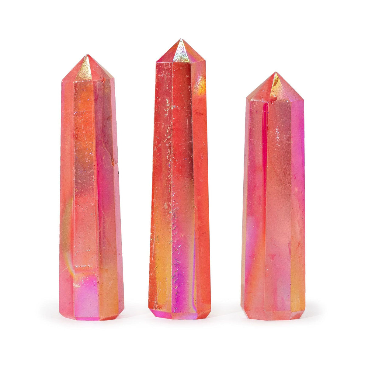 Aurora Crystal Quartz Obelisk Peach iridescent crystal point