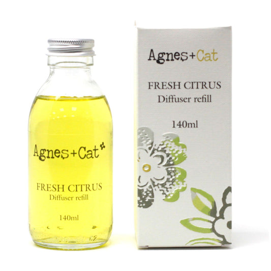Agnes + Cat Fresh Citrus reed diffuser refill 150ml with lemon grapefruit clean fragrance