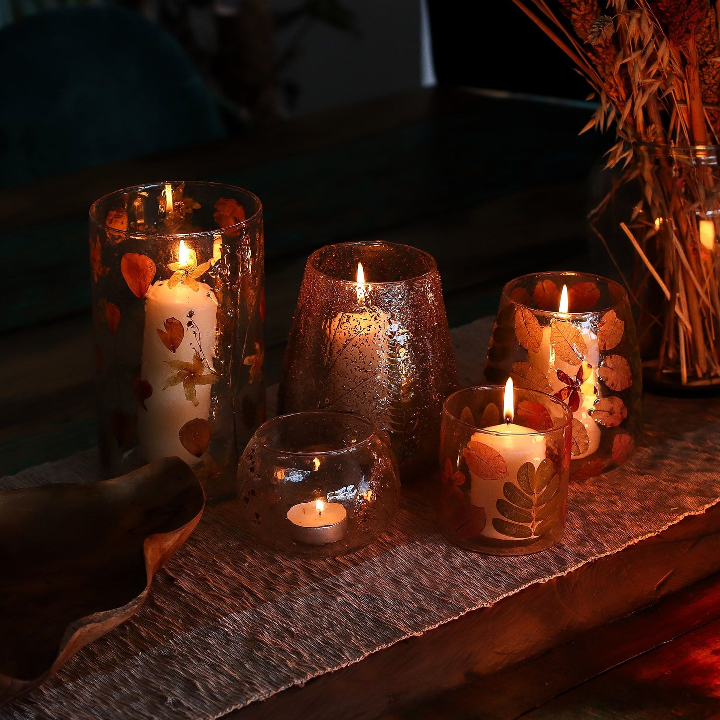 Natural Floral Glass - Vase Candle Holder - Margarita