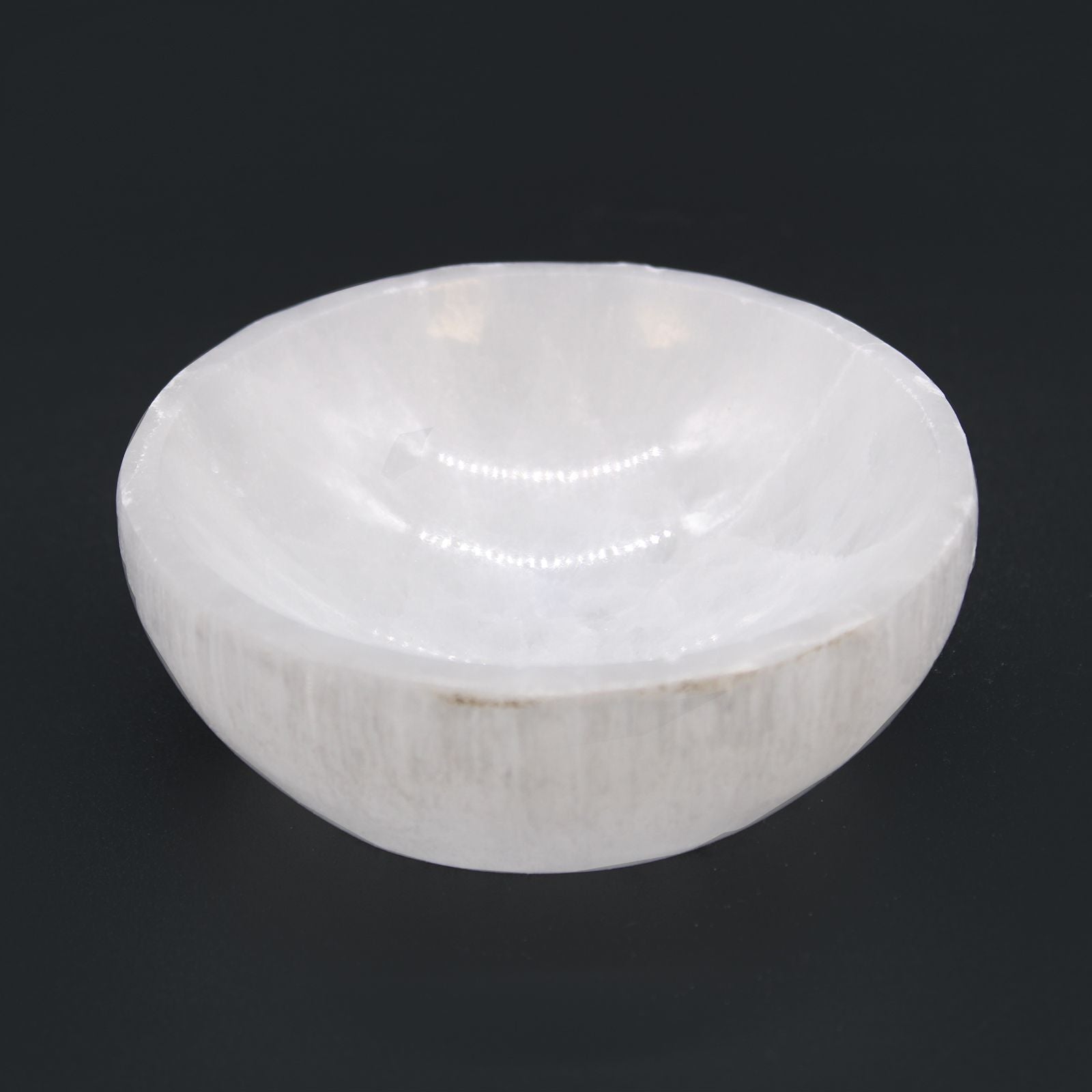 Selenite Round Bowl  Large 10 cm – polished selenite crystal bowl for energy cleansing, crystal charging and sacred décor UK