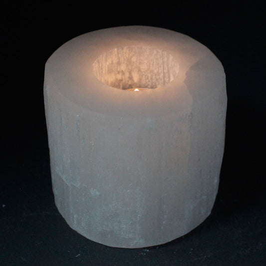 Selenite Cylinder Candle Holder Small