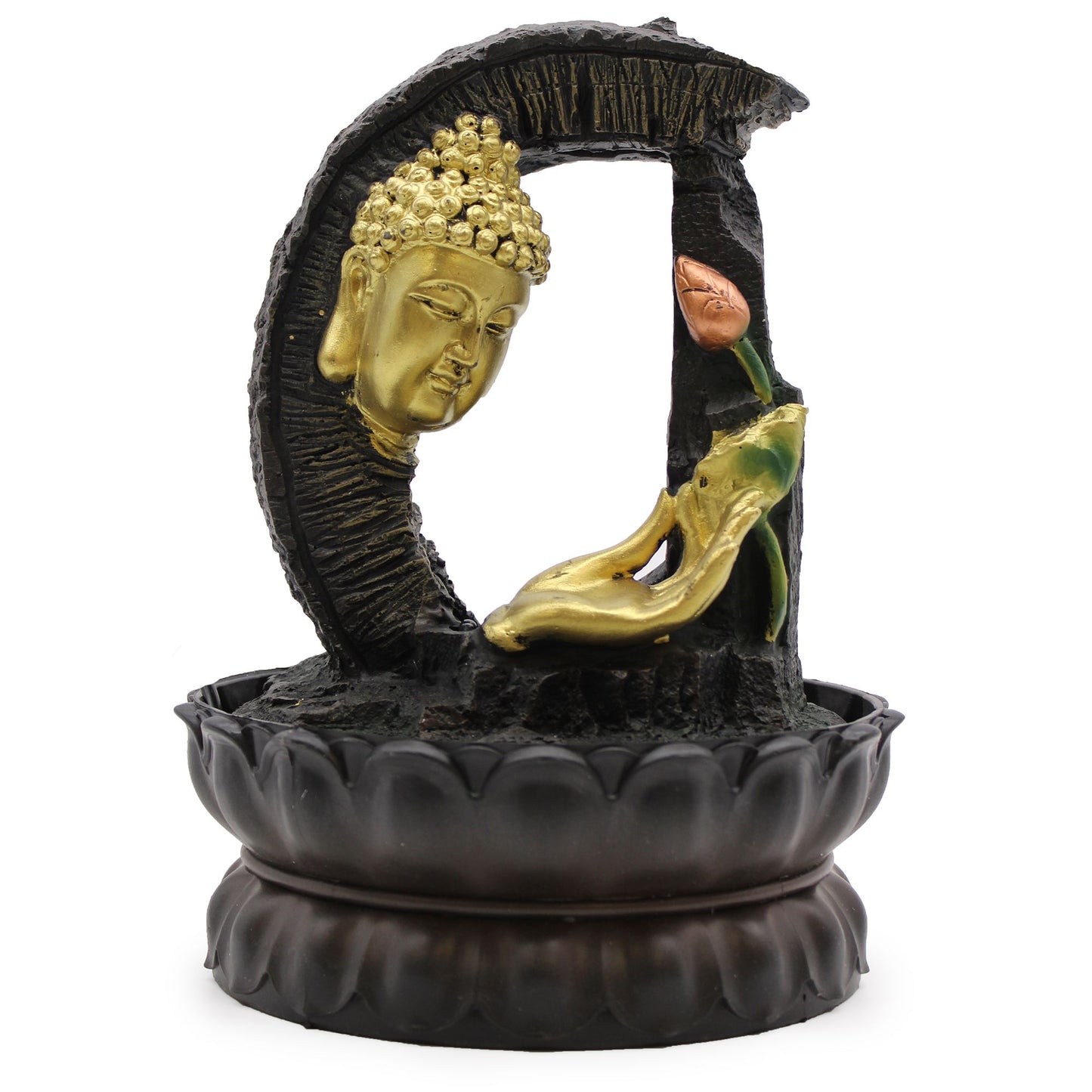 Golden Buddha Lotus Tabletop Water Feature