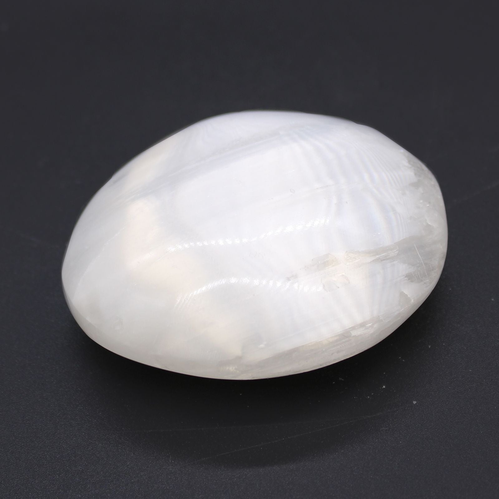 Selenite Palm Stone – natural selenite crystal palm stone for energy cleansing, meditation, chakra and aura work